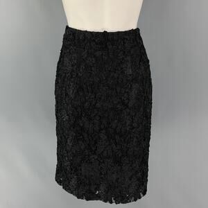 BURBERRY PRORSUM Size 6 Black Rayon Polyamide Guipure Pencil Skirt